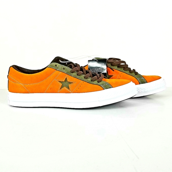 converse one star orange suede